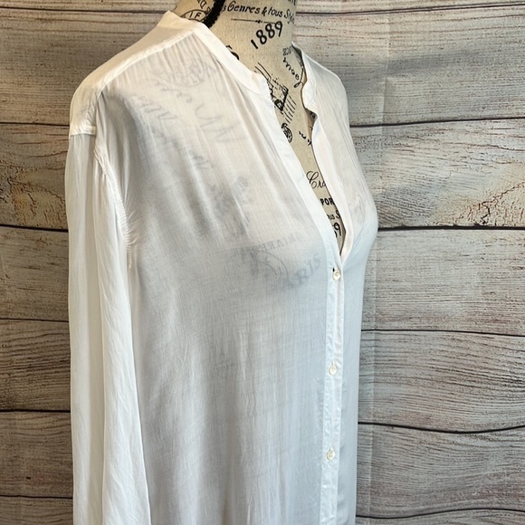 James Perse Tunic Top Coverup White Button Down Viscose Long Sleeves Medium - Picture 3 of 11